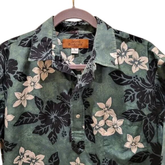 Vintage Island Traditions Men's Large Green Pullover Shirt Hawaii USA Made - Picture 6 of 16
